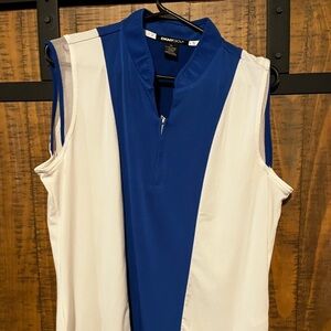 DKNYC Women’s Sleeveless Colorblock Tank in Blue and White
